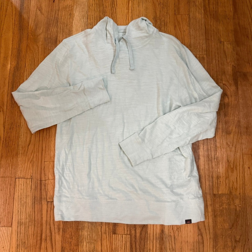 Faherty Brand Mens Organic Cotton Pullover Hoodie Light Blue/Green Size XL Fall